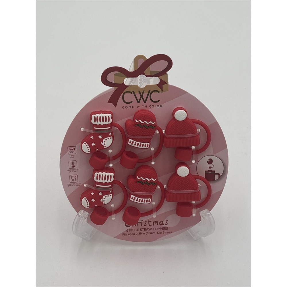 Christmas Straw Toppers 6pk